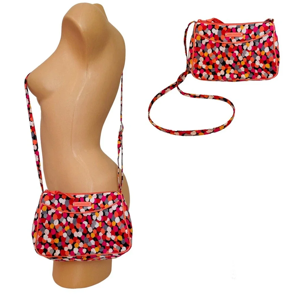 Vera Bradley Tutti Frutti Quilted Cotton Crossbody Bag Multicolor Polka‎ Dot